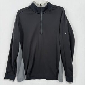 Nike Golf Tour Performance Mens Dri Fit 1/4 Zip Pullover Shirt Black Gray  Large